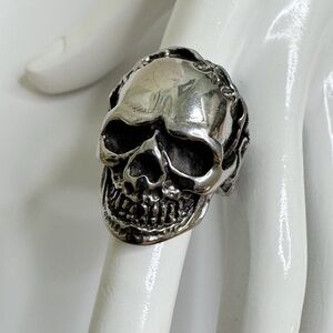 Silver Skull Ring Biker Core Goth size 10